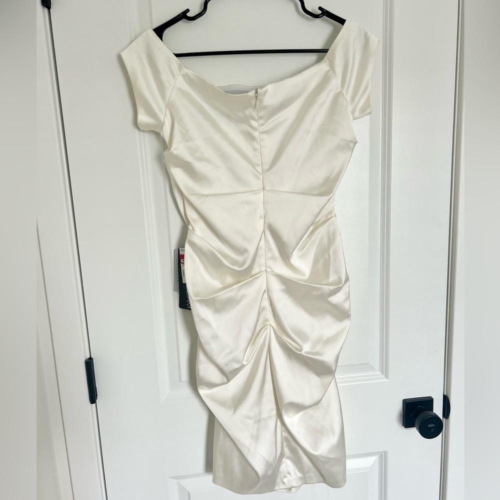 NWT Nordstrom Betsy & Adam Cream Satin Midi Dress Wedding Bridal Size 10 - Picture 4 of 4